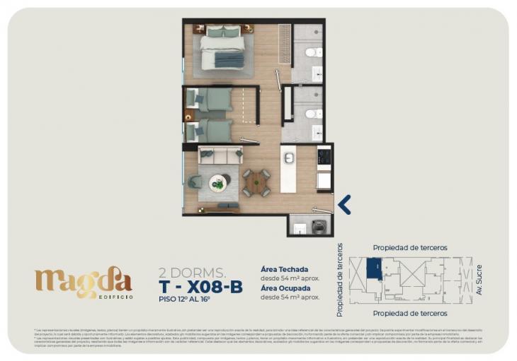 Plano del modelo TIPO X08B del proyecto Edificio Magda en Magdalena Del Mar