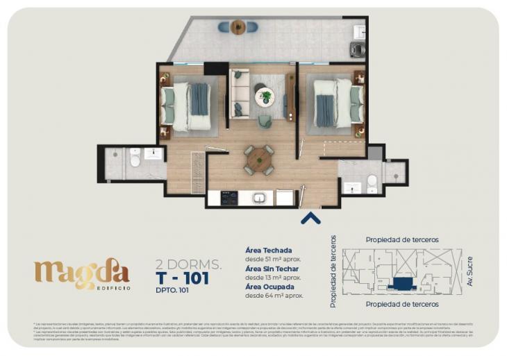 Plano del modelo TIPO 101 del proyecto Edificio Magda en Magdalena Del Mar