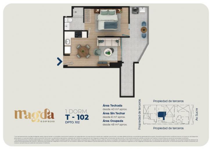 Plano del modelo TIPO 102 del proyecto Edificio Magda en Magdalena Del Mar