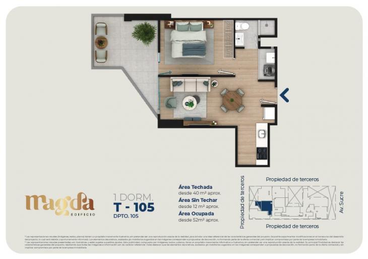 Plano del modelo TIPO 105 del proyecto Edificio Magda en Magdalena Del Mar