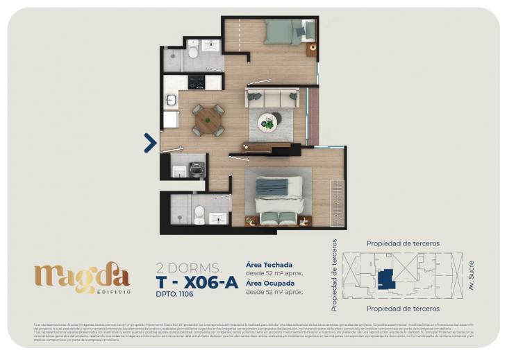Plano del modelo TIPO X06A del proyecto Edificio Magda en Magdalena Del Mar