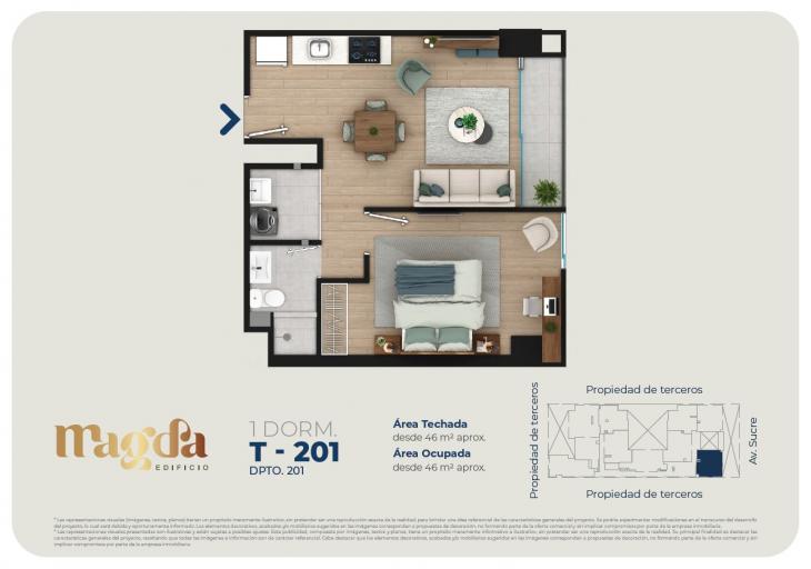 Plano del modelo TIPO 201 del proyecto Edificio Magda en Magdalena Del Mar