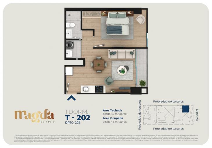 Plano del modelo TIPO 202 del proyecto Edificio Magda en Magdalena Del Mar