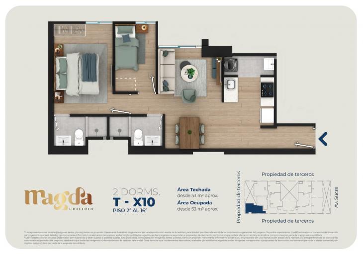 Plano del modelo TIPO X10 del proyecto Edificio Magda en Magdalena Del Mar