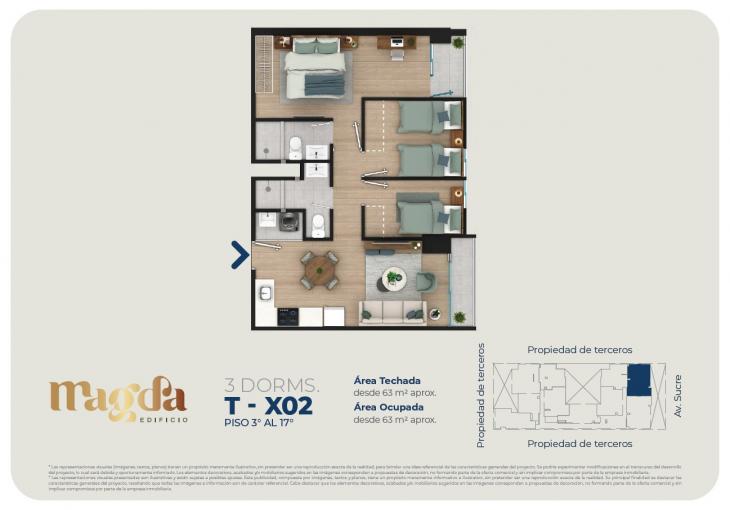 Plano del modelo TIPO X02 del proyecto Edificio Magda en Magdalena Del Mar
