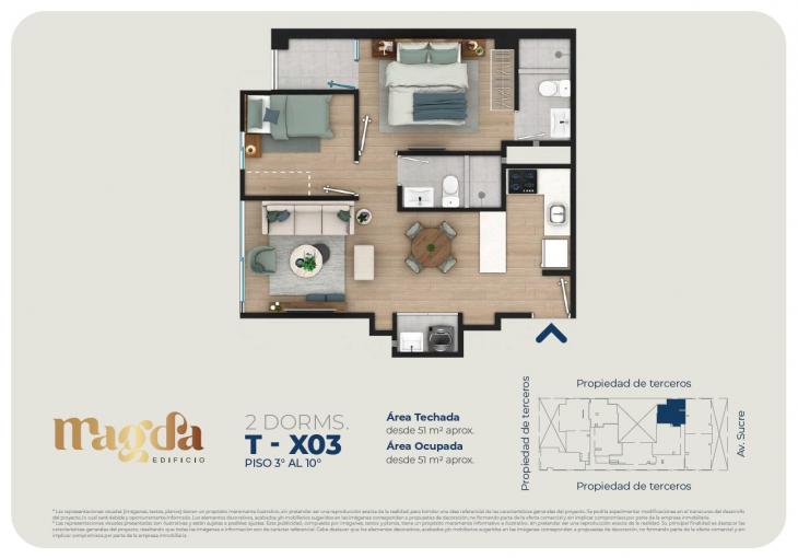 Plano del modelo TIPO X03 del proyecto Edificio Magda en Magdalena Del Mar