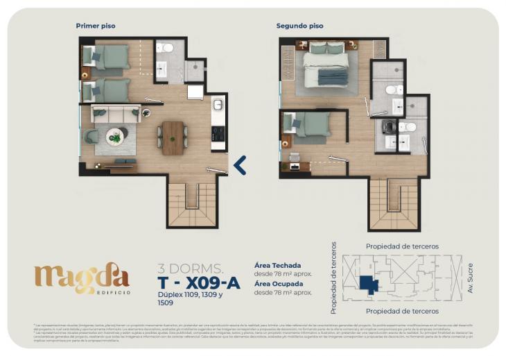 Plano del modelo DÚPLEX X09 del proyecto Edificio Magda en Magdalena Del Mar