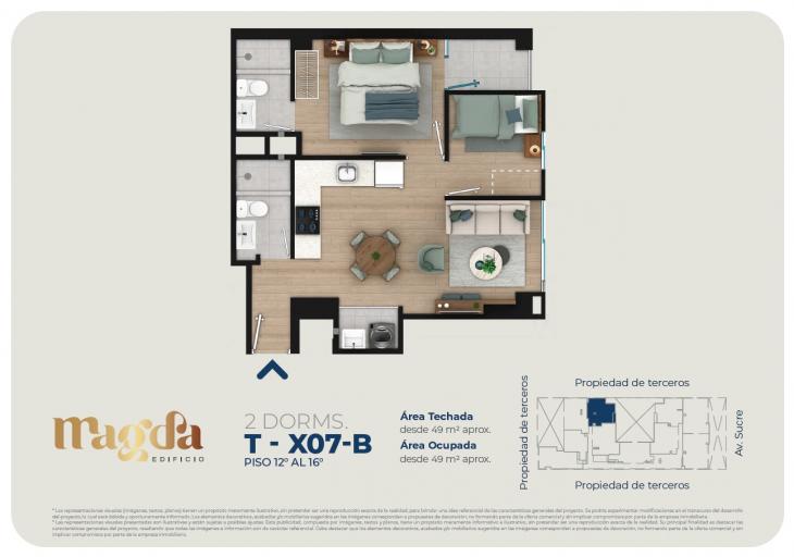 Plano del modelo TIPO X07B del proyecto Edificio Magda en Magdalena Del Mar
