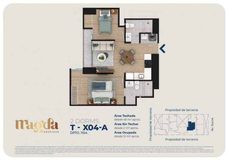 Plano del modelo TIPO X04A del proyecto Edificio Magda en Magdalena Del Mar