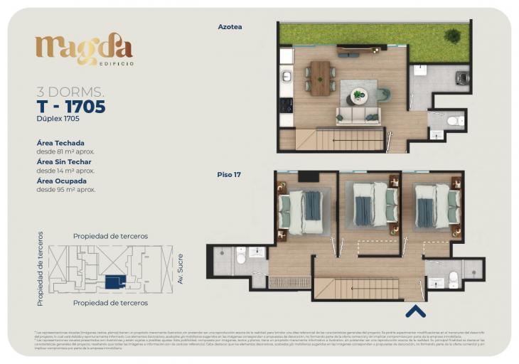 Plano del modelo DÚPLEX 1705 del proyecto Edificio Magda en Magdalena Del Mar