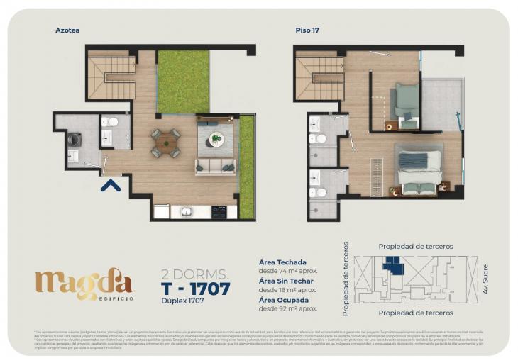 Plano del modelo DÚPLEX 1707 del proyecto Edificio Magda en Magdalena Del Mar
