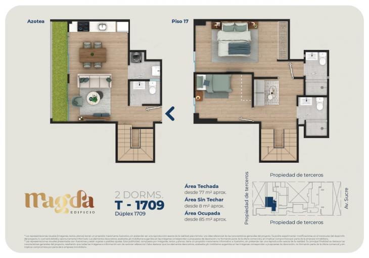 Plano del modelo DÚPLEX 1709 del proyecto Edificio Magda en Magdalena Del Mar