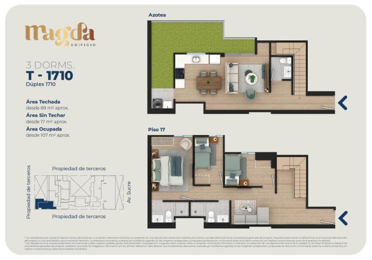 Plano del modelo DÚPLEX 1710 del proyecto Edificio Magda en Magdalena Del Mar