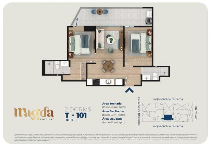 Plano del modelo TIPO 101 del proyecto Edificio Magda en Magdalena Del Mar