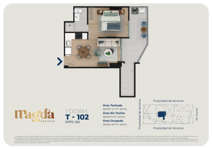 Plano del modelo TIPO 102 del proyecto Edificio Magda en Magdalena Del Mar