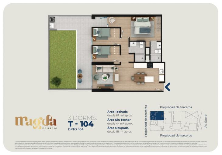 Plano del modelo TIPO 104 del proyecto Edificio Magda en Magdalena Del Mar