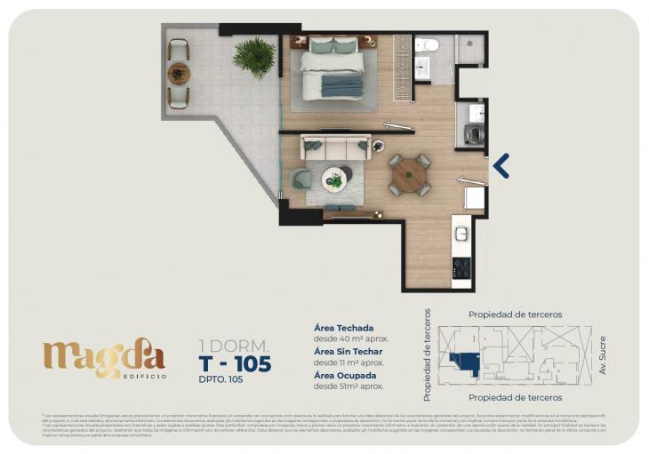 Plano del modelo TIPO 105 del proyecto Edificio Magda en Magdalena Del Mar