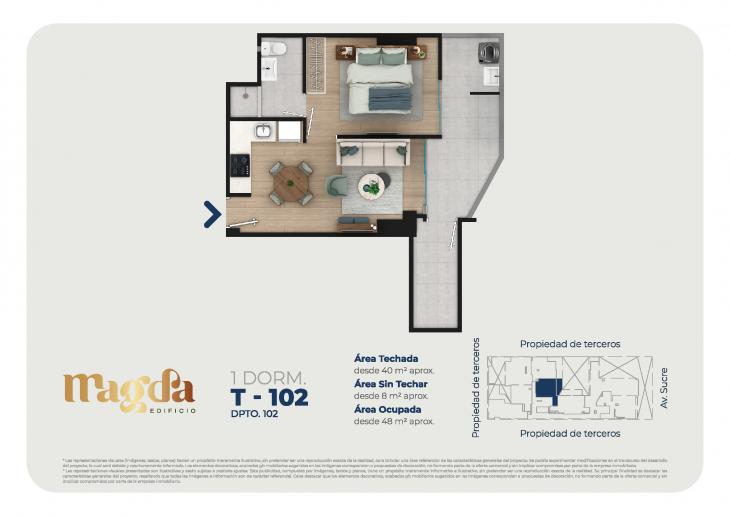 Plano del modelo TIPO 102 del proyecto Edificio Magda en Magdalena Del Mar