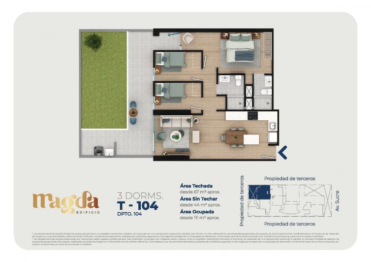 Plano del modelo TIPO 104 del proyecto Edificio Magda en Magdalena Del Mar