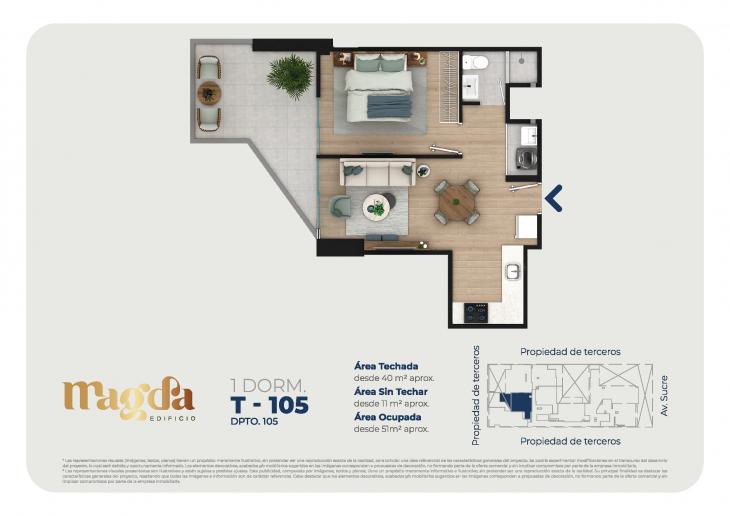 Plano del modelo TIPO 105 del proyecto Edificio Magda en Magdalena Del Mar