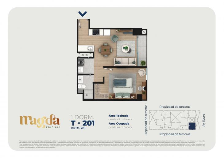 Plano del modelo TIPO 201 del proyecto Edificio Magda en Magdalena Del Mar