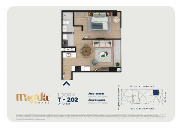 Plano del modelo TIPO 202 del proyecto Edificio Magda en Magdalena Del Mar