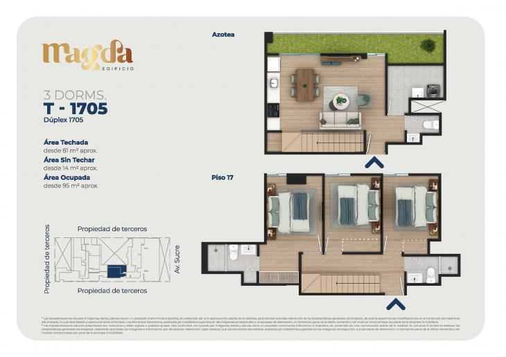 Plano del modelo DÚPLEX 1705 del proyecto Edificio Magda en Magdalena Del Mar