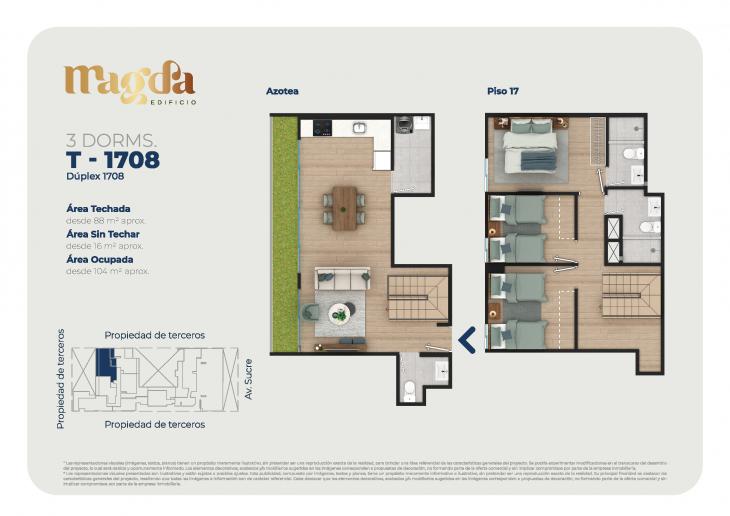 Plano del modelo DÚPLEX 1708 del proyecto Edificio Magda en Magdalena Del Mar