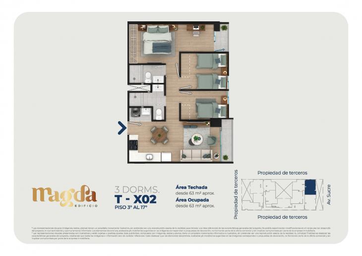 Plano del modelo TIPO X02 del proyecto Edificio Magda en Magdalena Del Mar