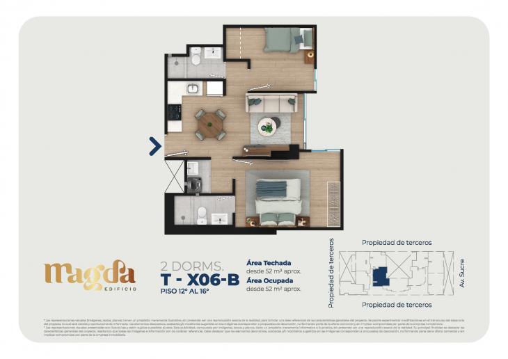 Plano del modelo TIPO X06B del proyecto Edificio Magda en Magdalena Del Mar