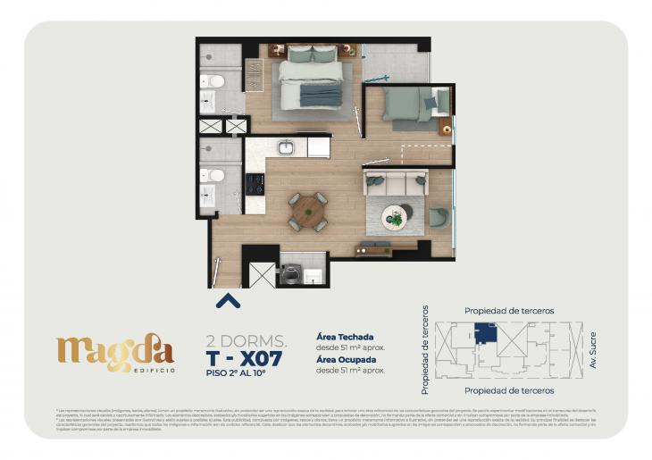 Plano del modelo TIPO X07 del proyecto Edificio Magda en Magdalena Del Mar