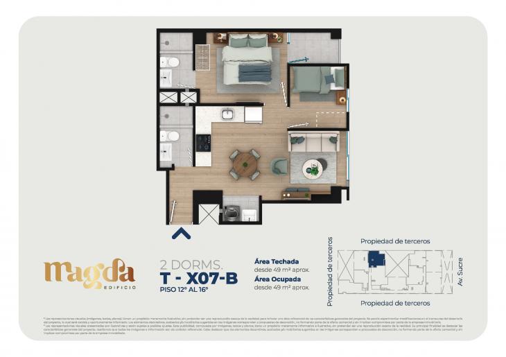 Plano del modelo TIPO X07B del proyecto Edificio Magda en Magdalena Del Mar