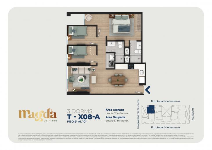 Plano del modelo TIPO X08A del proyecto Edificio Magda en Magdalena Del Mar