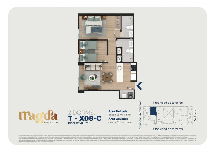 Plano del modelo TIPO X08C del proyecto Edificio Magda en Magdalena Del Mar