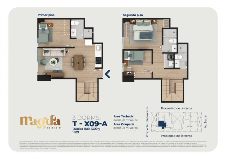 Plano del modelo DÚPLEX X09 del proyecto Edificio Magda en Magdalena Del Mar