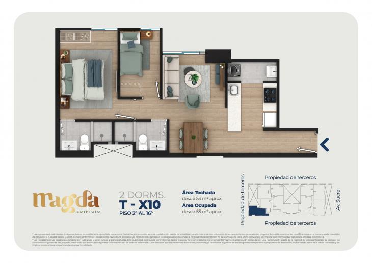 Plano del modelo TIPO X10 del proyecto Edificio Magda en Magdalena Del Mar
