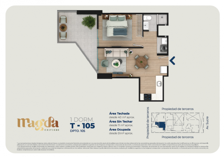 Plano del modelo TIPO 105 del proyecto Edificio Magda en Magdalena Del Mar