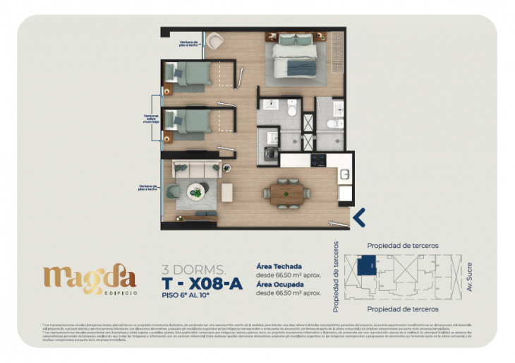 Plano del modelo TIPO X08A del proyecto Edificio Magda en Magdalena Del Mar