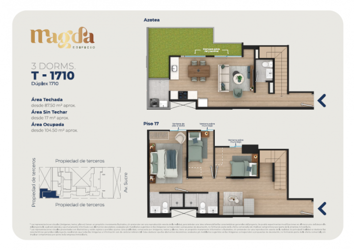 Plano del modelo DÚPLEX 1710 del proyecto Edificio Magda en Magdalena Del Mar
