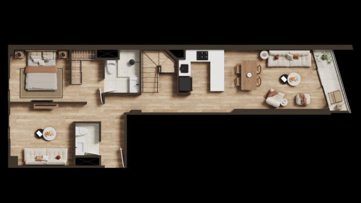 Plano del modelo DUPLEX 1702 del proyecto Larco 1036 Atemporal Flats Miraflores en Miraflores