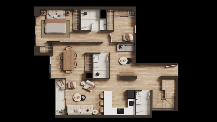 Plano del modelo DUPLEX 1703 del proyecto Larco 1036 Atemporal Flats Miraflores en Miraflores