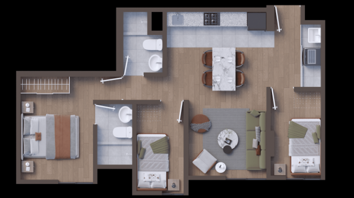 Plano del modelo X02 del proyecto Icaro 164 Chorrillos en Chorrillos