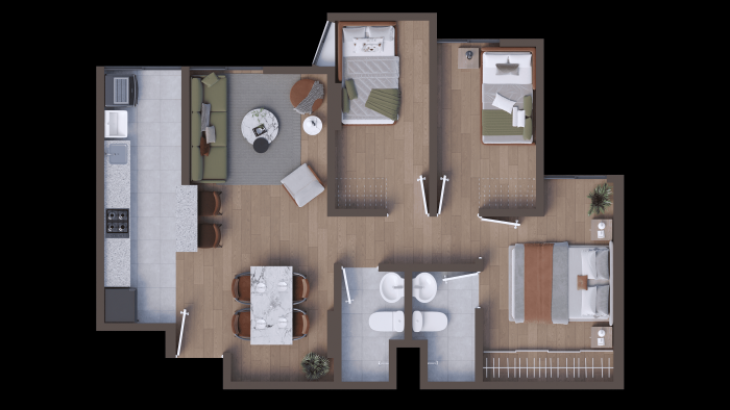 Plano del modelo X04 del proyecto Icaro 164 Chorrillos en Chorrillos