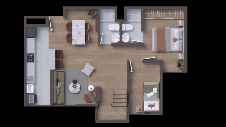 Plano del modelo D01 del proyecto Icaro 164 Chorrillos en Chorrillos