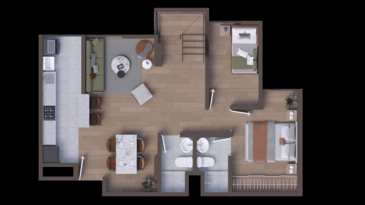 Plano del modelo D02 del proyecto Icaro 164 Chorrillos en Chorrillos