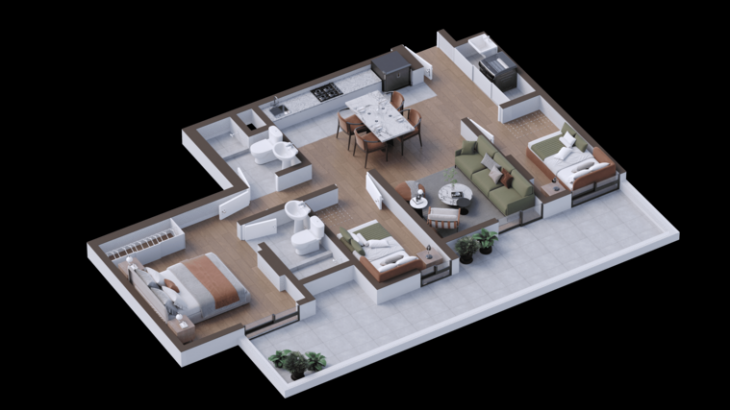 Plano del modelo 102 del proyecto Icaro 164 Chorrillos en Chorrillos