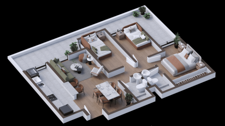 Plano del modelo 104 del proyecto Icaro 164 Chorrillos en Chorrillos