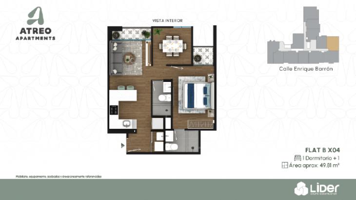 Plano del modelo BX04 del proyecto Atreo Apartments en Barranco
