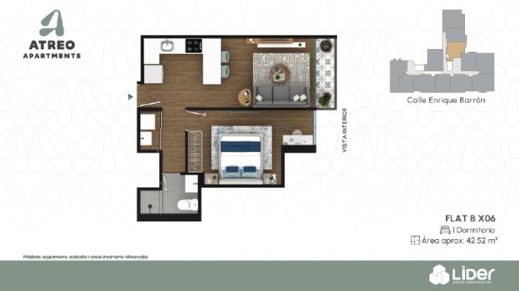 Plano del modelo BX06 del proyecto Atreo Apartments en Barranco