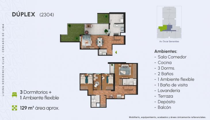 Plano del modelo Dúplex 04 del proyecto Living Residencia Club en Cercado De Lima